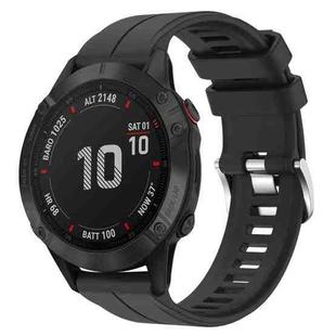 For Garmin Fenix 6 GPS 22mm Solid Color Silicone Watch Band(Black)