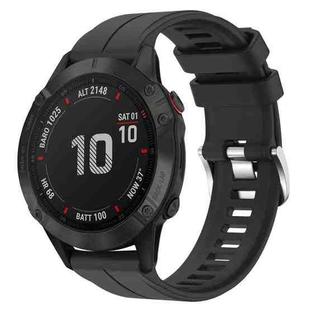 For Garmin Fenix 6 Pro GPS 22mm Solid Color Silicone Watch Band(Black)