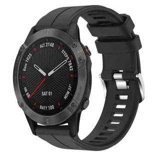 For Garmin Fenix 6 Sapphire GPS 22mm Solid Color Silicone Watch Band(Black)