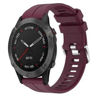 For Garmin Fenix 6 Sapphire GPS 22mm Solid Color Silicone Watch Band(Burgundy)