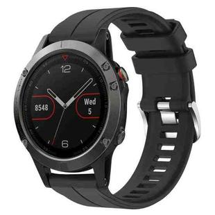 For Garmin Fenix 5 22mm Solid Color Silicone Watch Band(Black)