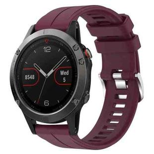 For Garmin Fenix 5 22mm Solid Color Silicone Watch Band(Burgundy)