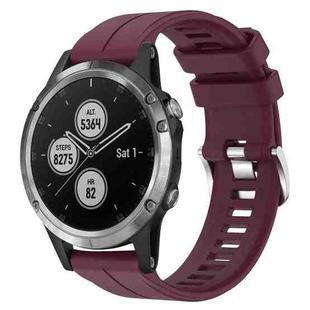 For Garmin Fenix 5 Plus 22mm Solid Color Silicone Watch Band(Burgundy)