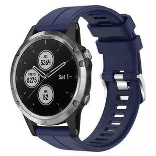 For Garmin Fenix 5 Plus 22mm Solid Color Silicone Watch Band(Dark Blue)