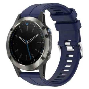 For Garmin Quatix 5 22mm Solid Color Silicone Watch Band(Dark Blue)