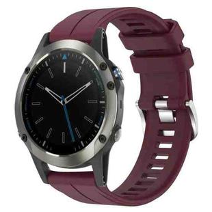 For Garmin Quatix 5 Sapphire 22mm Solid Color Silicone Watch Band(Burgundy)