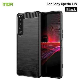 For Sony Xperia 1 IV MOFI Gentleness Series Brushed Texture Carbon Fiber Soft TPU Case(Black)