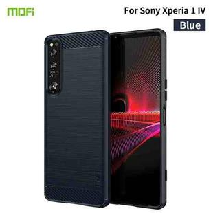 For Sony Xperia 1 IV MOFI Gentleness Series Brushed Texture Carbon Fiber Soft TPU Case(Blue)