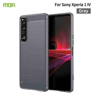 For Sony Xperia 1 IV MOFI Gentleness Series Brushed Texture Carbon Fiber Soft TPU Case(Gray)