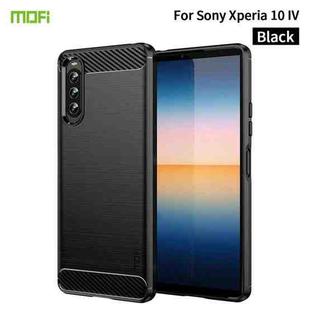 For Sony Xperia 10 IV MOFI Gentleness Series Brushed Texture Carbon Fiber Soft TPU Case(Black)