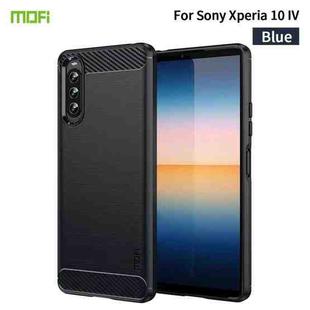 For Sony Xperia 10 IV MOFI Gentleness Series Brushed Texture Carbon Fiber Soft TPU Case(Blue)