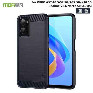 For OPPO A57 4G / A57 5G / A77 5G  MOFI Gentleness Series Brushed Texture Carbon Fiber Soft TPU Case(Blue)