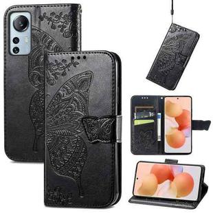 For Xiaomi 12 Lite Butterfly Love Flower Embossed Horizontal Flip Leather Phone Case(Black)