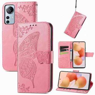 For Xiaomi 12 Lite Butterfly Love Flower Embossed Horizontal Flip Leather Phone Case(Pink)