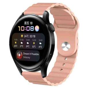 For Huawei Watch 3 22mm Corrugated Silicone Watch Band(Sand Pink)