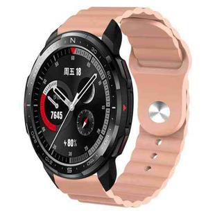For Honor Watch GS Pro 22mm Corrugated Silicone Watch Band(Sand Pink)