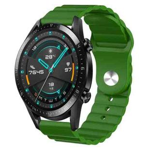 For Huawei Watch GT2 42mm 20mm Corrugated Silicone Watch Band(Green)