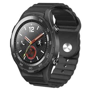 For Huawei Watch 2 20mm Corrugated Silicone Watch Band(Black)