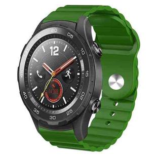 For Huawei Watch 2 20mm Corrugated Silicone Watch Band(Green)