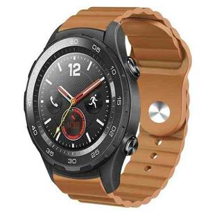 For Huawei Watch 2 20mm Corrugated Silicone Watch Band(Brown)