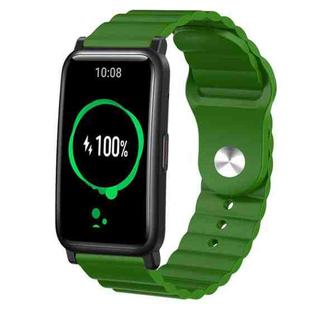 For Honor Watch ES 20mm Corrugated Silicone Watch Band(Green)