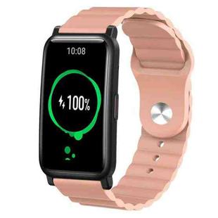 For Honor Watch ES 20mm Corrugated Silicone Watch Band(Sand Pink)