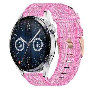 For Huawei Watch GT3 46mm 22mm Nylon Woven Watch Band(Pink)