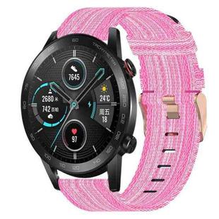 For Honor MagicWatch 2 46mm 22mm Nylon Woven Watch Band(Pink)