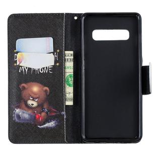 Colored Drawing Pattern Horizontal Flip Leather Case for Samsung Galaxy S10 Plus,with Holder & Card Slots & Wallet(Bear)