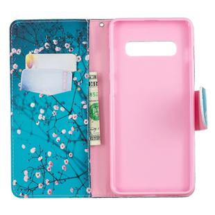 Colored Drawing Pattern Horizontal Flip Leather Case for Samsung Galaxy S10 Plus,with Holder & Card Slots & Wallet(Plum Blossom)