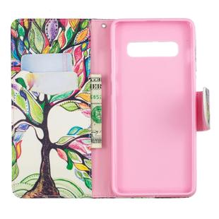 Colored Drawing Pattern Horizontal Flip Leather Case for Samsung Galaxy S10 Plus,with Holder & Card Slots & Wallet (Life Tree)