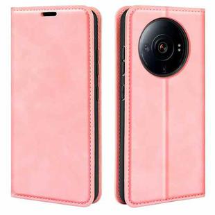 For Xiaomi 12S Ultra Retro-skin  Magnetic Suction Leather Phone Case(Pink)