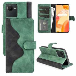 For OPPO Realme C30 4G Stitching Horizontal Flip Leather Phone Case(Green)