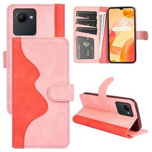 For OPPO Realme C30 4G Stitching Horizontal Flip Leather Phone Case(Red)