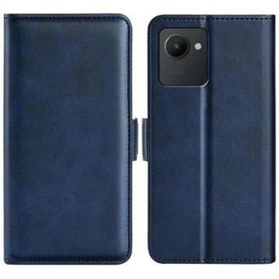 For OPPO Realme C30 4G Dual-side Magnetic Buckle Horizontal Flip Leather Phone Case(Dark Blue)