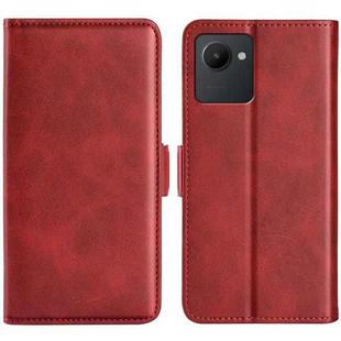 For OPPO Realme C30 4G Dual-side Magnetic Buckle Horizontal Flip Leather Phone Case(Red)