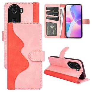 For Honor X40i Stitching Horizontal Flip Leather Phone Case(Pink Red)