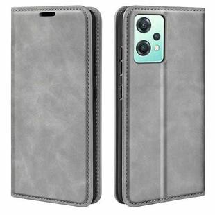 For OnePlus Nord CE 2 Lite Retro-skin Magnetic Suction Leather Phone Case(Grey)