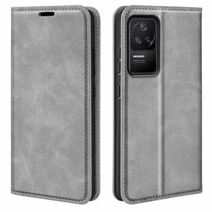 For Xiaomi Redmi K40S Retro-skin  Magnetic Suction Leather Phone Case(Grey)