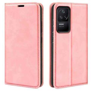 For Xiaomi Redmi K40S Retro-skin  Magnetic Suction Leather Phone Case(Pink)