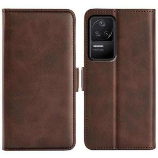 For Xiaomi Redmi K40S Dual-side Magnetic Buckle Horizontal Flip Leather Phone Case(Brown)