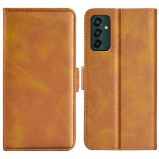 For Samsung Galaxy M13 4G Dual-side Magnetic Buckle Horizontal Flip Leather Phone Case(Yellow)