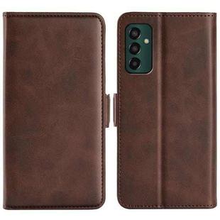 For Samsung Galaxy M13 4G Dual-side Magnetic Buckle Horizontal Flip Leather Phone Case(Brown)