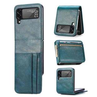 For Samsung Galaxy Z Flip4 5G Multi-card Photo Frame Folding Leather Phone Case(Green)