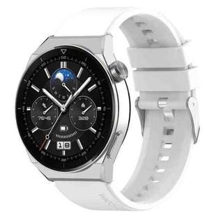 For Huawei  Watch GT Runner 22mm Protruding Head Silicone Strap Silver Buckle(White)