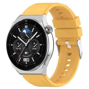 For Huawei  Watch GT Runner 22mm Protruding Head Silicone Strap Silver Buckle(Yellow)
