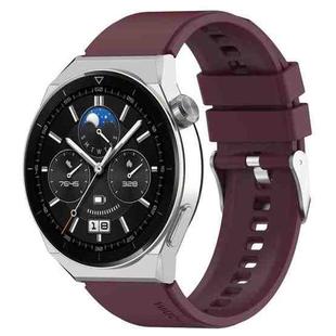 For Huawei  Watch GT Runner 22mm Protruding Head Silicone Strap Silver Buckle(Wine Red)