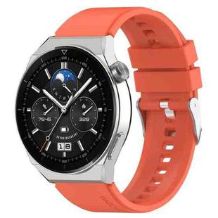 For Huawei Watch GT3 46mm 22mm Protruding Head Silicone Strap Silver Buckle(Orange)