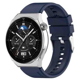 For Huawei Watch GT3 46mm 22mm Protruding Head Silicone Strap Silver Buckle(Navy Blue)
