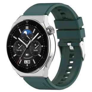 For Huawei Watch GT 42mm/46mm / GT2 46mm 22mm Protruding Head Silicone Strap Silver Buckle(Dark Green)